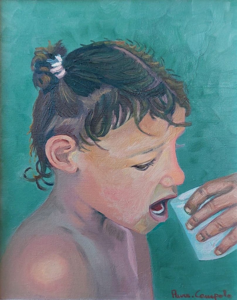 Bianca, olio su tela con pennello, misure 50×40, 2004, collezione privata Bianca, Messina