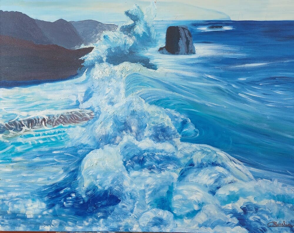 Oceano Atlantico olio su tela con pennello cm 90×70 anno 2005 disponibile studio Aurelia Campolo